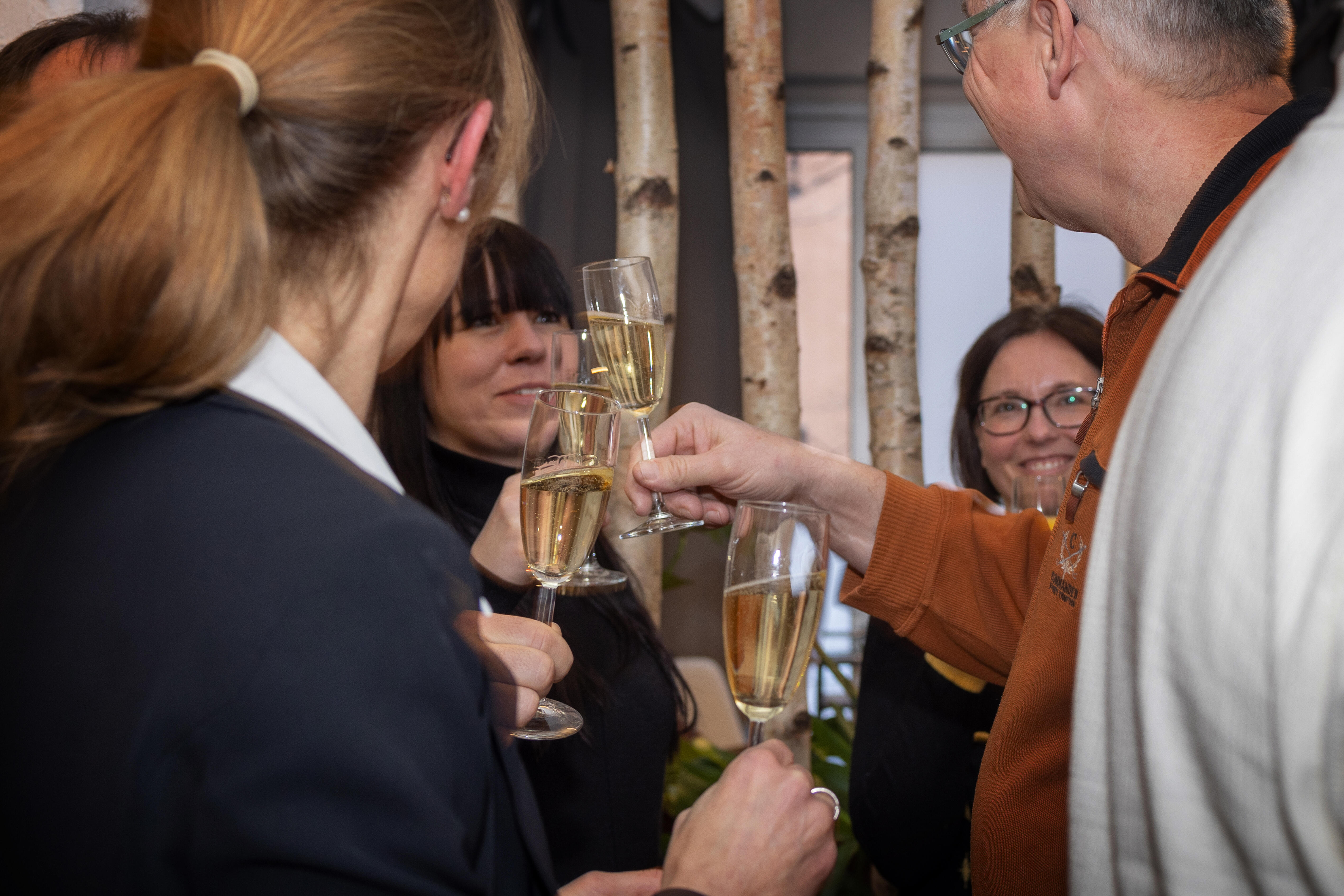 People cheers with champagne glasses